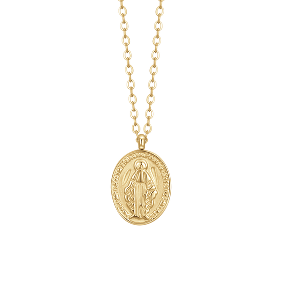 COLLANA DONNA IN ACCIAIO IP GOLD, MEDAGLIETTA CON MADONNINA