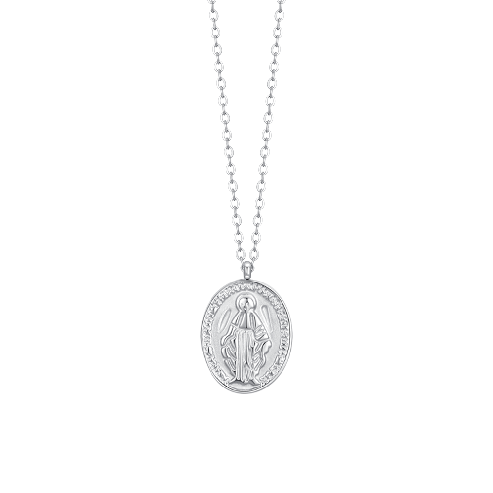 COLLANA DONNA IN ACCIAIO, MEDAGLIETTA CON MADONNINA MIRACOLOSA