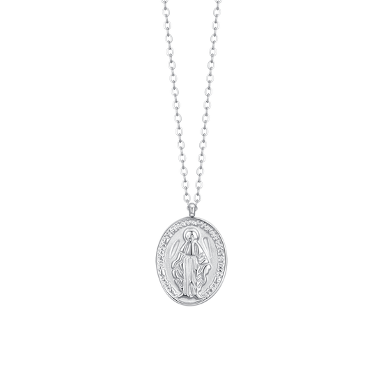 COLLANA DONNA IN ACCIAIO, MEDAGLIETTA CON MADONNINA MIRACOLOSA