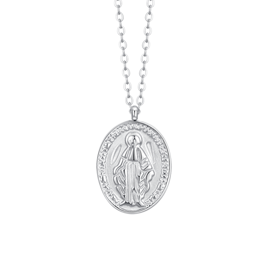 COLLANA DONNA IN ACCIAIO, MEDAGLIETTA CON MADONNINA MIRACOLOSA