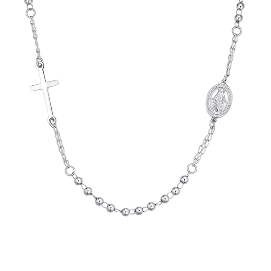 COLLANA DONNA ROSARIO IN ACCIAIO