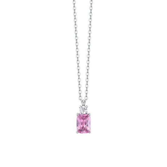 COLLANA DONNA IN ACCIAIO CON ZIRCONI ROSA E BIANCO
