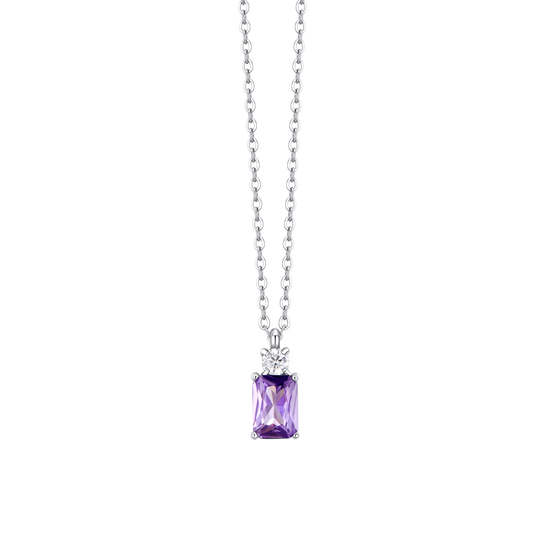 COLLANA DONNA IN ACCIAIO CON ZIRCONI VIOLA E BIANCO