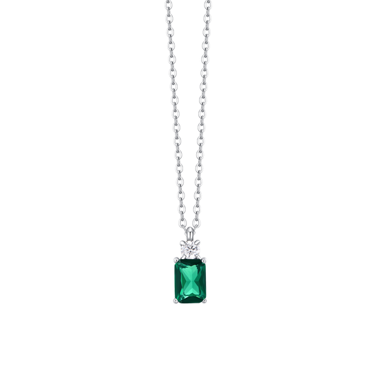COLLANA DONNA IN ACCIAIO CON ZIRCONI VERDE E BIANCO