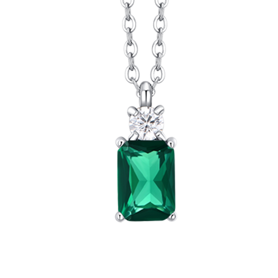 COLLANA DONNA IN ACCIAIO CON ZIRCONI VERDE E BIANCO