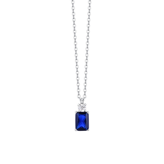 COLLANA DONNA IN ACCIAIO CON ZIRCONI BLU E BIANCO