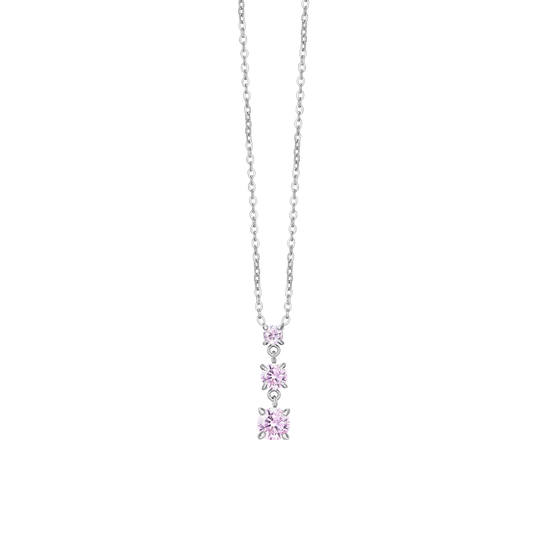COLLANA DONNA IN ACCIAIO CON ZIRCONI ROSA