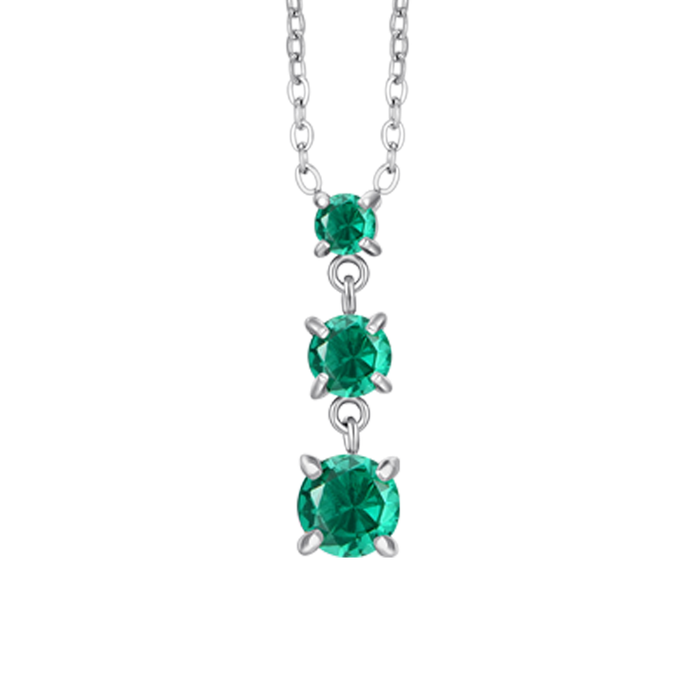COLLANA DONNA IN ACCIAIO CON ZIRCONI VERDI