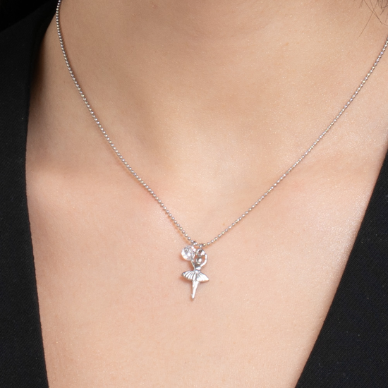 COLLANA DONNA IN ACCIAIO CON BALLERINA E ZIRCONE BIANCO