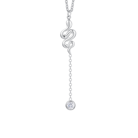 COLLANA DONNA IN ACCIAIO CON SERPENTE  E CRISTALLO BIANCO
