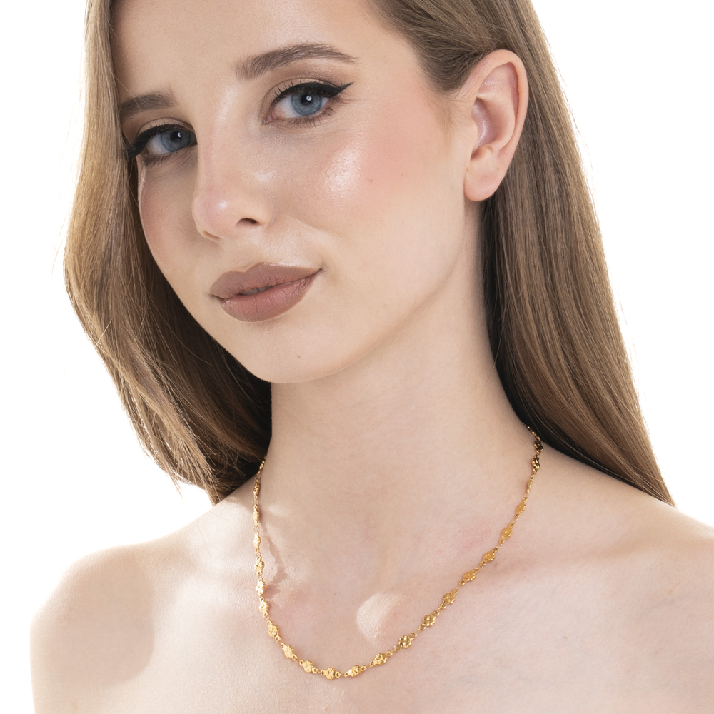 COLLANA DONNA IN ACCIAIO IP GOLD CON QUADRIFOGLI