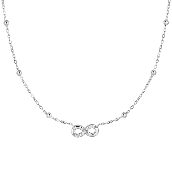 COLLANA DONNA IN ACCIAIO CON INFINITO E PUNTI LUCE DI ZIRCONE BIANCO