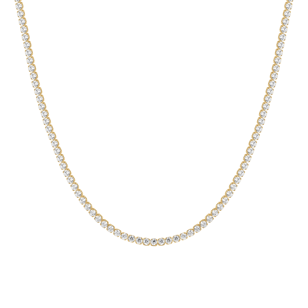COLLANA TENNIS DONNA IN ACCIAIO CON ZIRCONI BIANCHI COLORE ORO