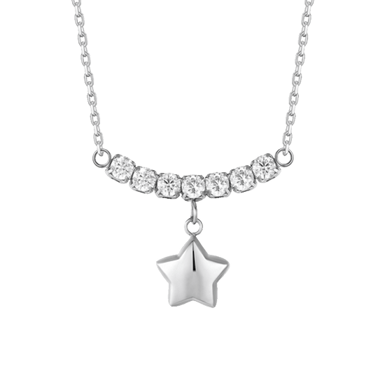 COLLANA DONNA IN ACCIAIO CON STELLA E ZIRCONI BIANCHI
