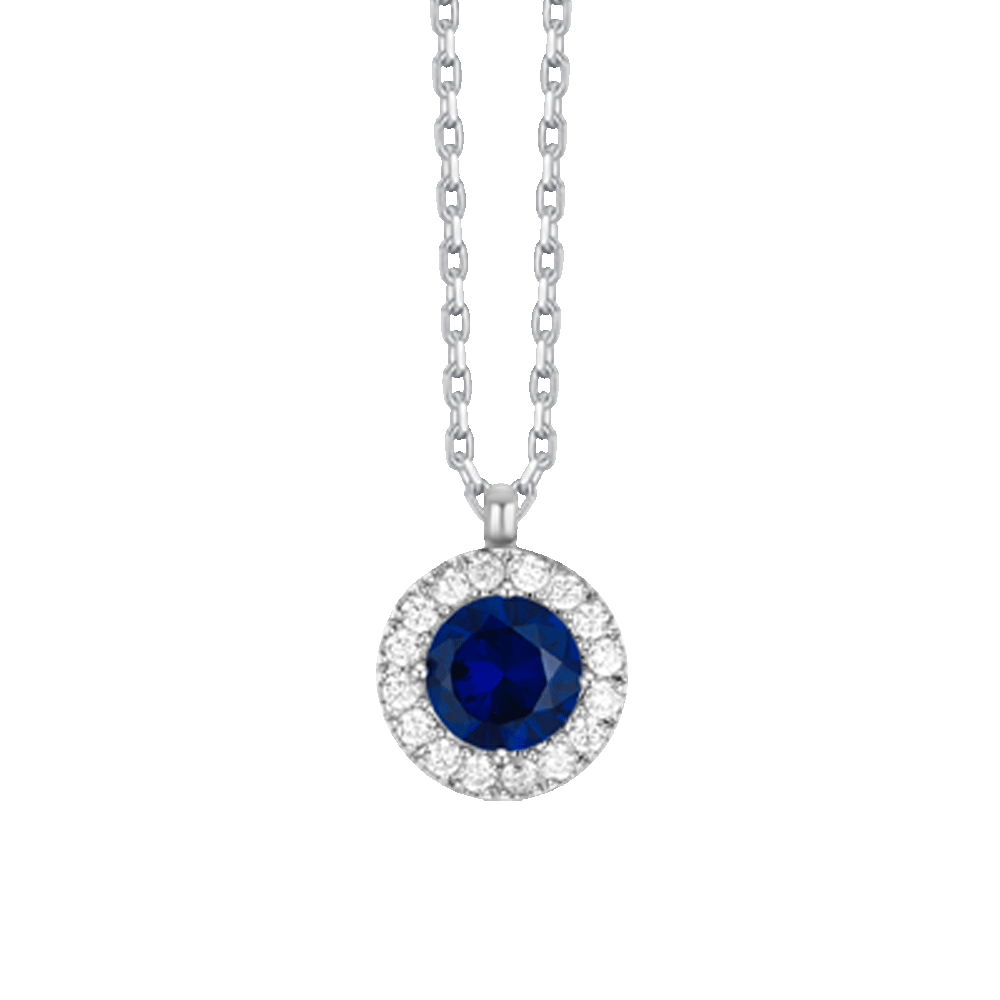 COLLANA DONNA IN ACCIAIO CON ELEMENTO CON ZIRCONI BLU E BIANCHI