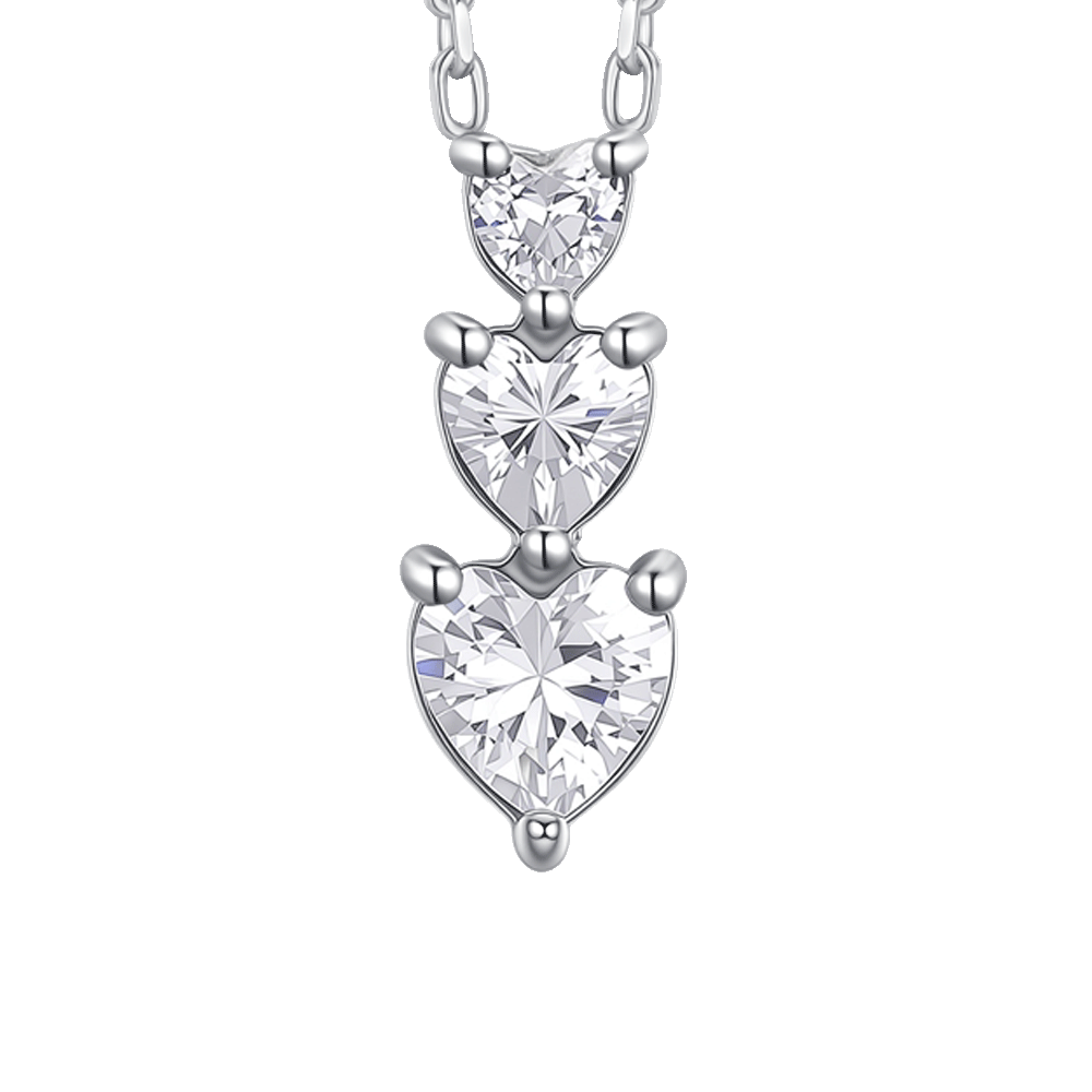 COLLANA DONNA IN ACCIAIO CON CUORI CON ZIRCONI BIANCHI