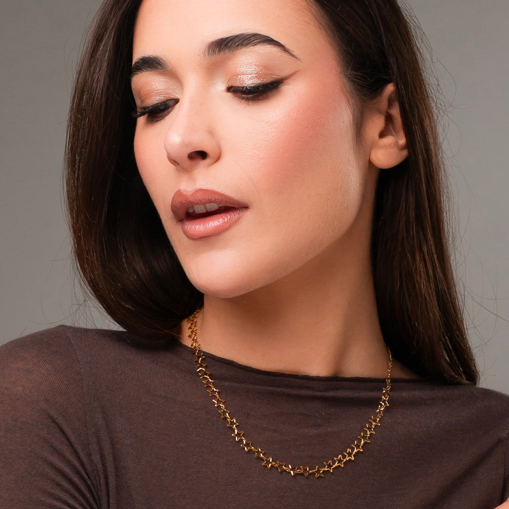 IP GOLD STAHL DAMEN HALSKETTE MIT STERNEN