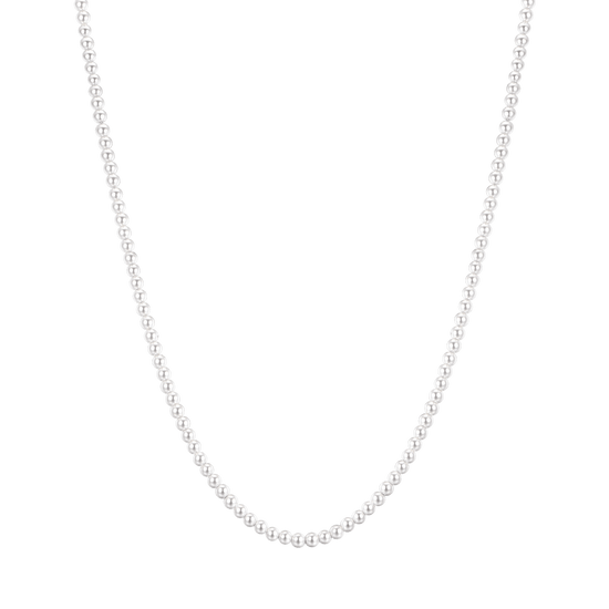 HERREN-STAHLHALSKETTE MIT WEISSEN PERLEN