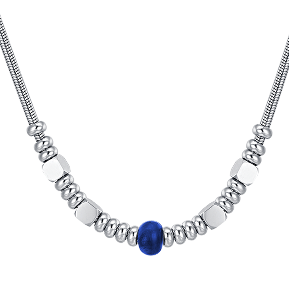 HERREN STAHLKETTE MIT BLAUEM STEIN