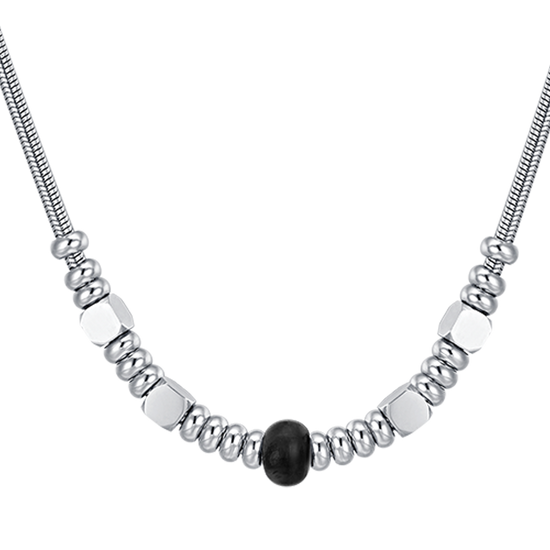 HERREN-STAHLKETTE MIT SCHWARZEM ACHAT