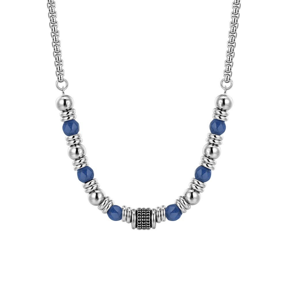 COLLANA UOMO IN ACCIAIO SODALITE BLU Luca Barra