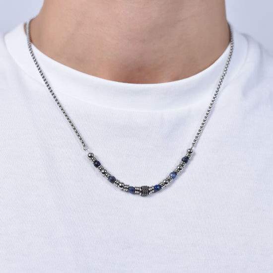 COLLANA UOMO IN ACCIAIO SODALITE BLU Luca Barra