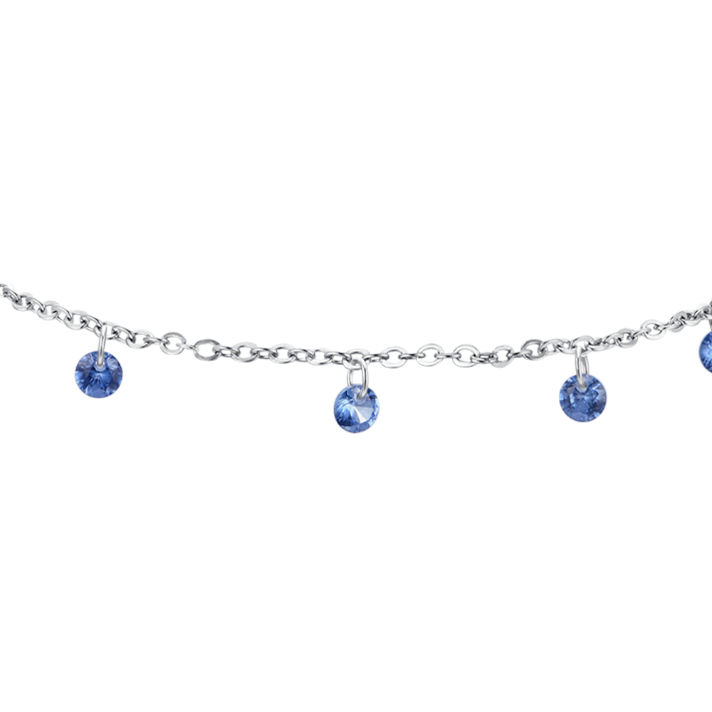 BLAUER ZIRKONIA STAHL DAMEN-FUSSKETTCHEN
