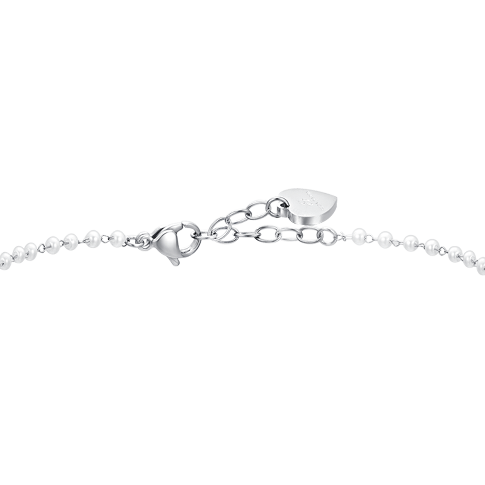 DAMEN-FUSSKETTCHEN MIT PERLE UND STERN AUS STAHL