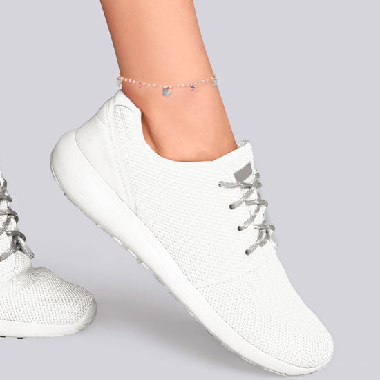 DAMEN-FUSSKETTCHEN AUS STAHL MIT PERLEN UND SCHMETTERLINGEN