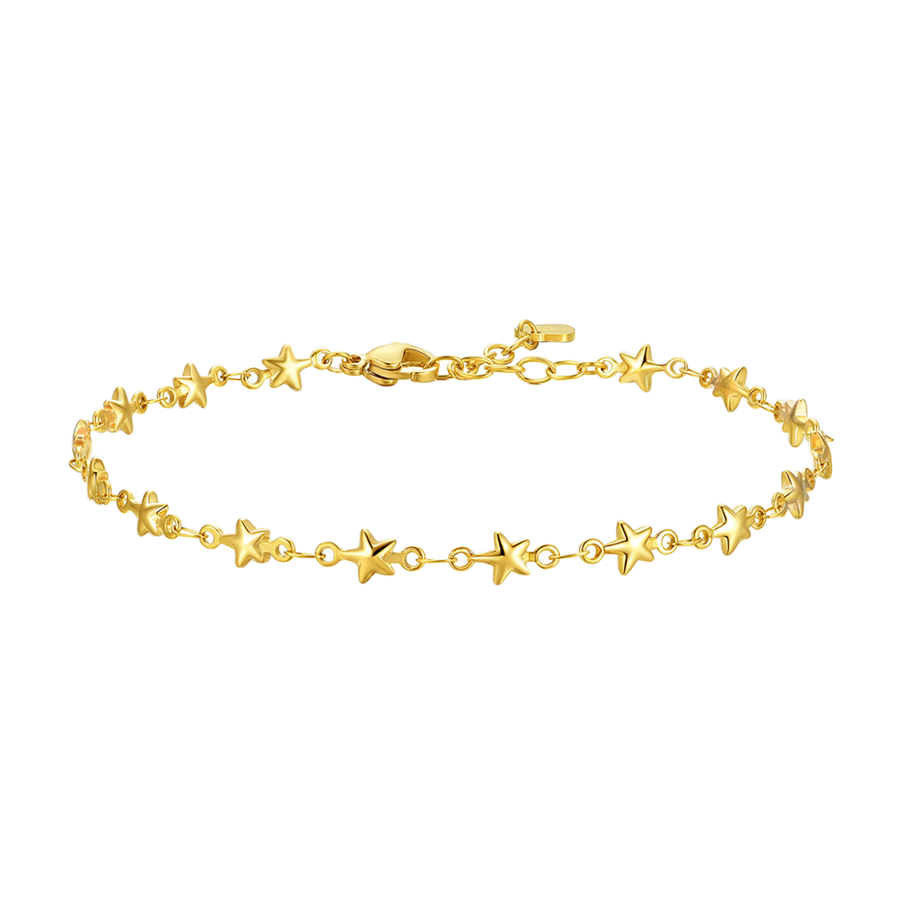 IP GOLD STAHL FRAUEN FUSSKETTCHEN MIT STERNEN