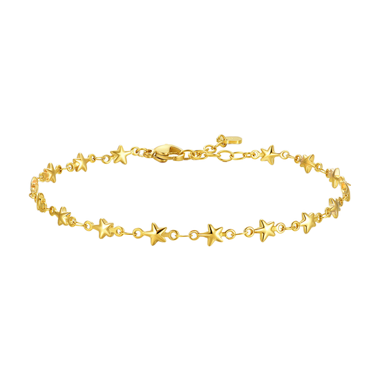 IP GOLD STAHL FRAUEN FUSSKETTCHEN MIT STERNEN
