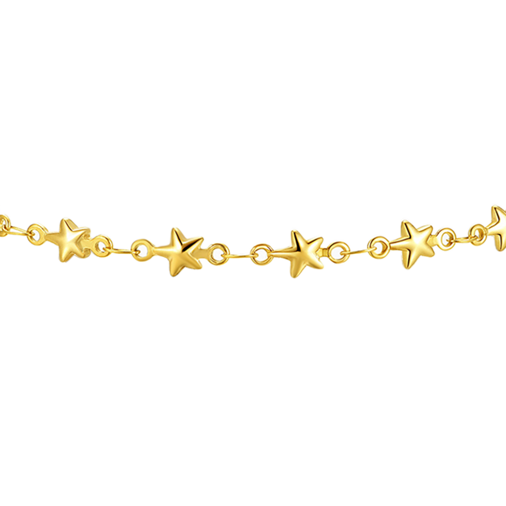 IP GOLD STAHL FRAUEN FUSSKETTCHEN MIT STERNEN