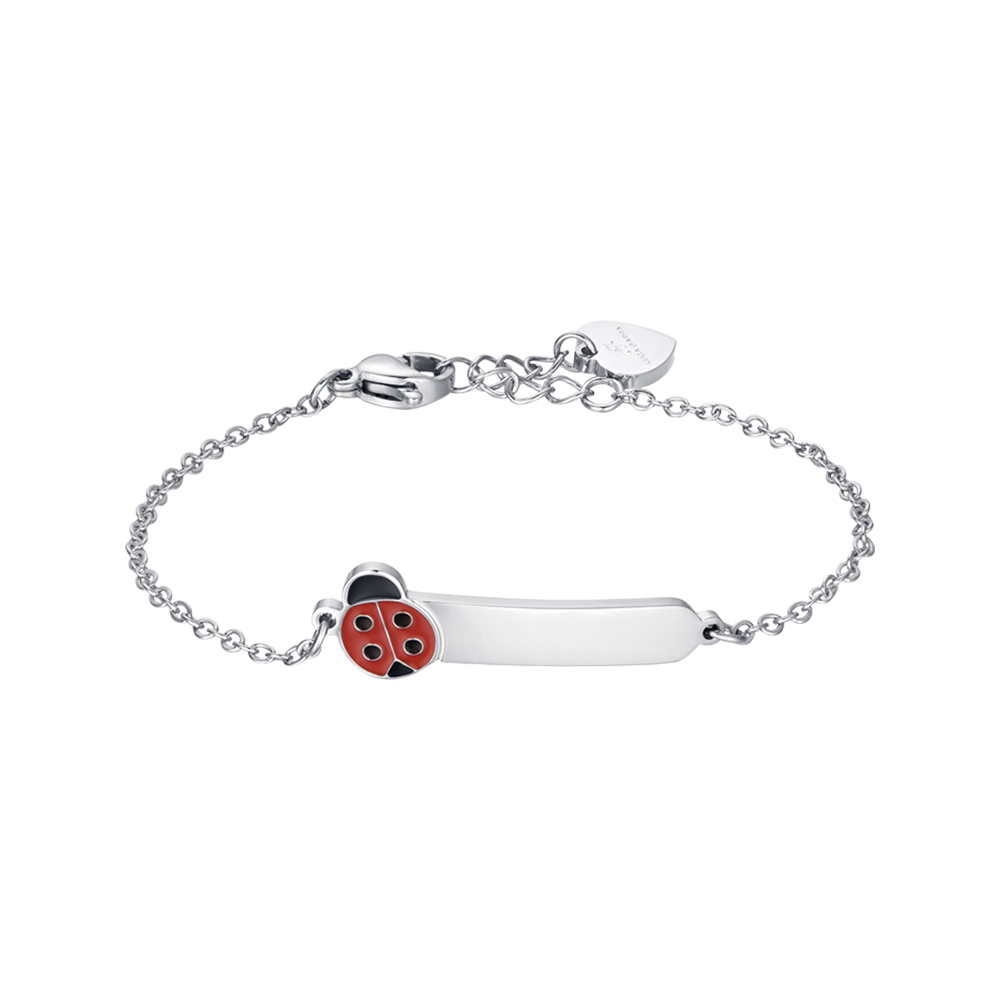 STAHL MÄDCHEN PERSONALISIERBARES ARMBAND MIT MARIENKÄFER