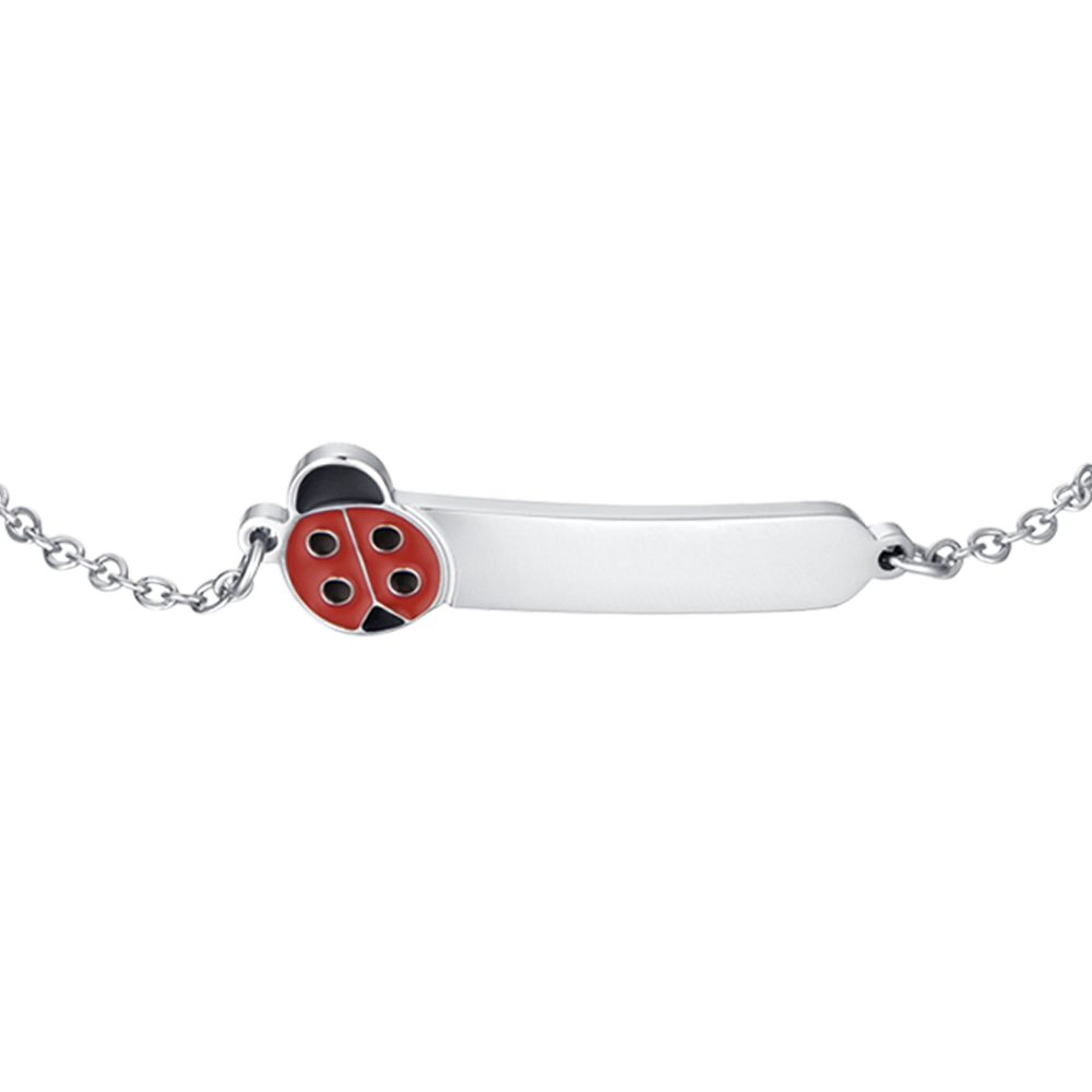 STAHL MÄDCHEN PERSONALISIERBARES ARMBAND MIT MARIENKÄFER