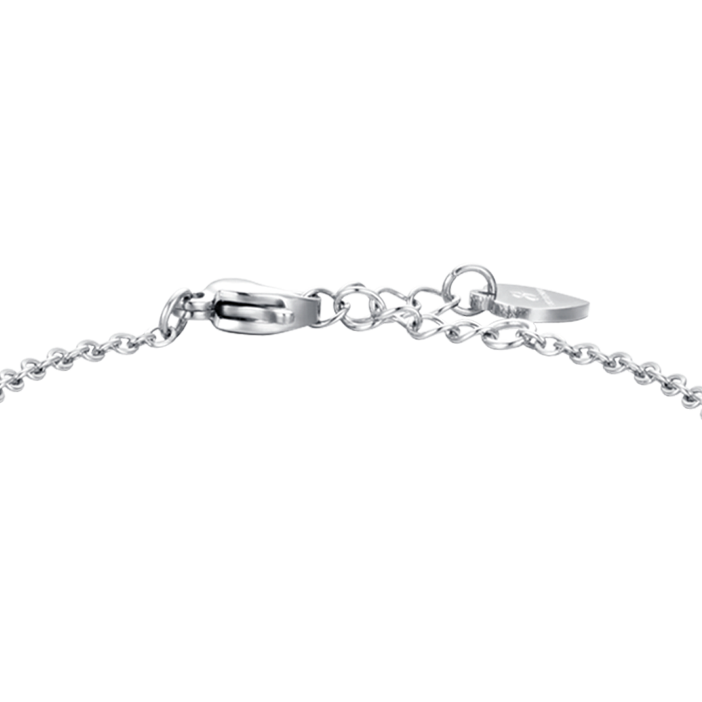 MÄDCHENARMBAND AUS STAHL MIT MARIENKÄFER UND ROTEN KRISTALLEN