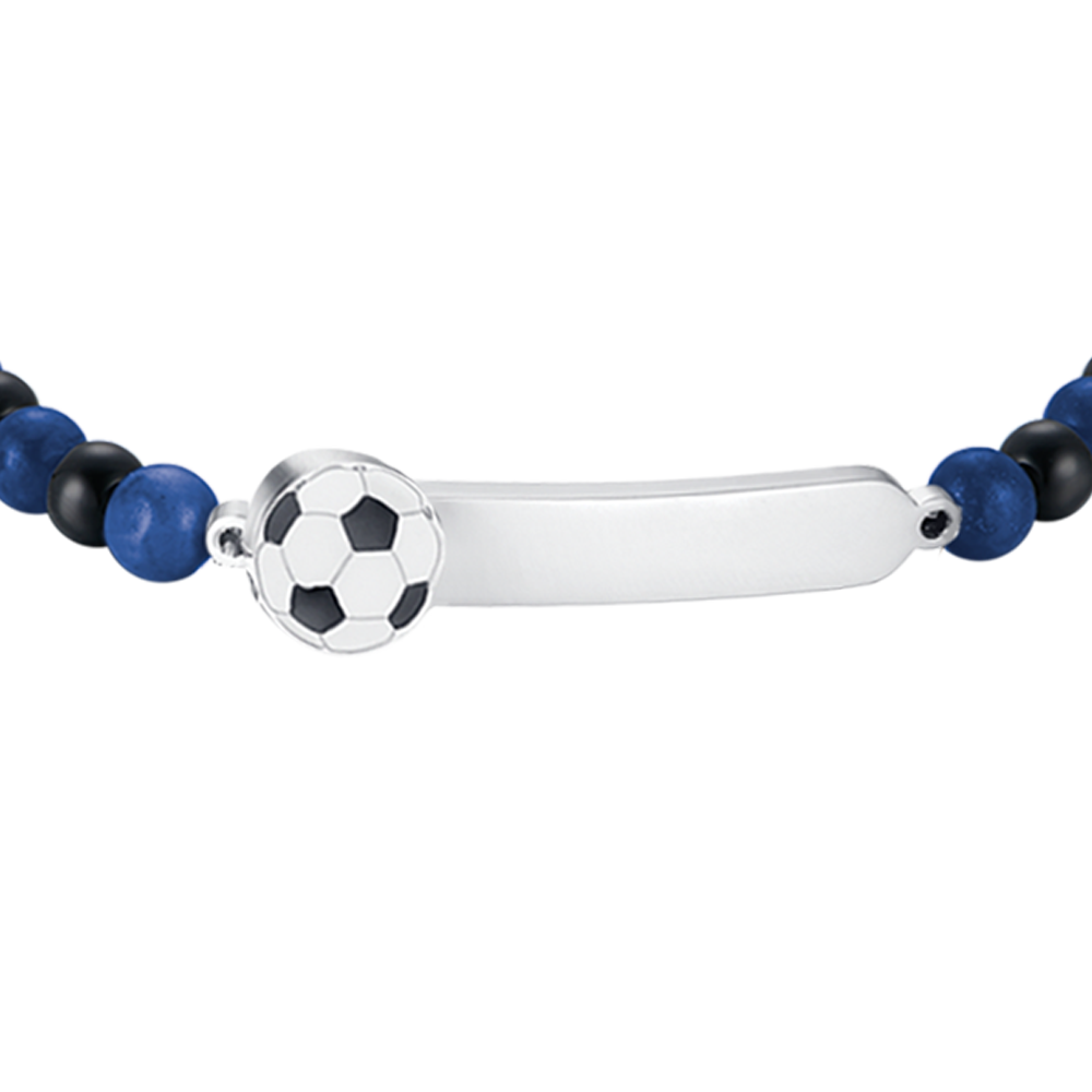 BABYARMBAND AUS STAHL MIT BLAUEN UND SCHWARZEN STEINEN