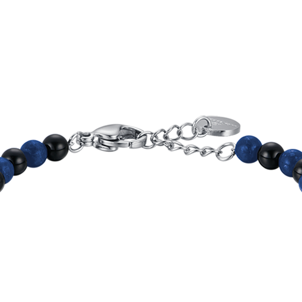 BABYARMBAND AUS STAHL MIT BLAUEN UND SCHWARZEN STEINEN