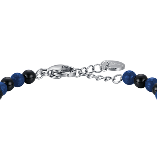 BABYARMBAND AUS STAHL MIT BLAUEN UND SCHWARZEN STEINEN
