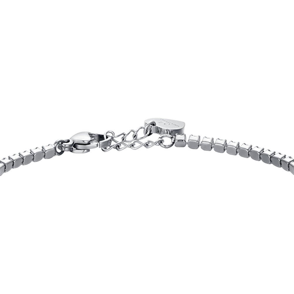 STAHL-TENNISARMBAND FÜR MÄDCHEN MIT ROSA KRISTALLEN UND SCHMETTERLING