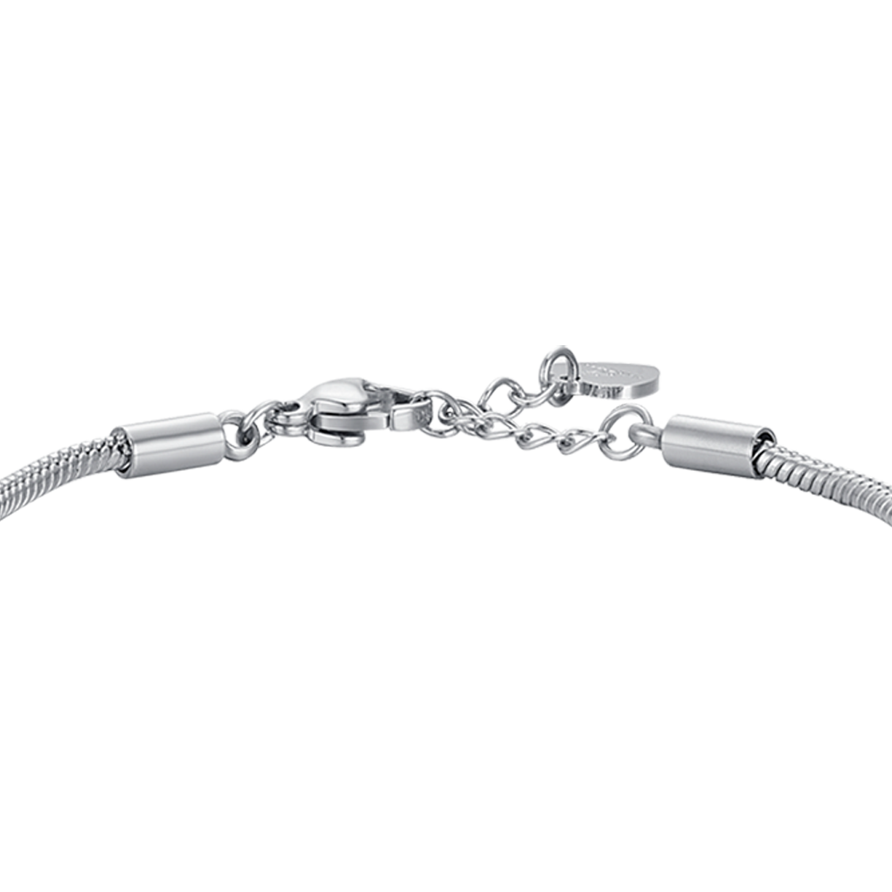 MÄDCHENARMBAND AUS STAHL MIT VIERBLÄTTRIGEM KLEEBLATT MIT WEISSEN KRISTALLEN
