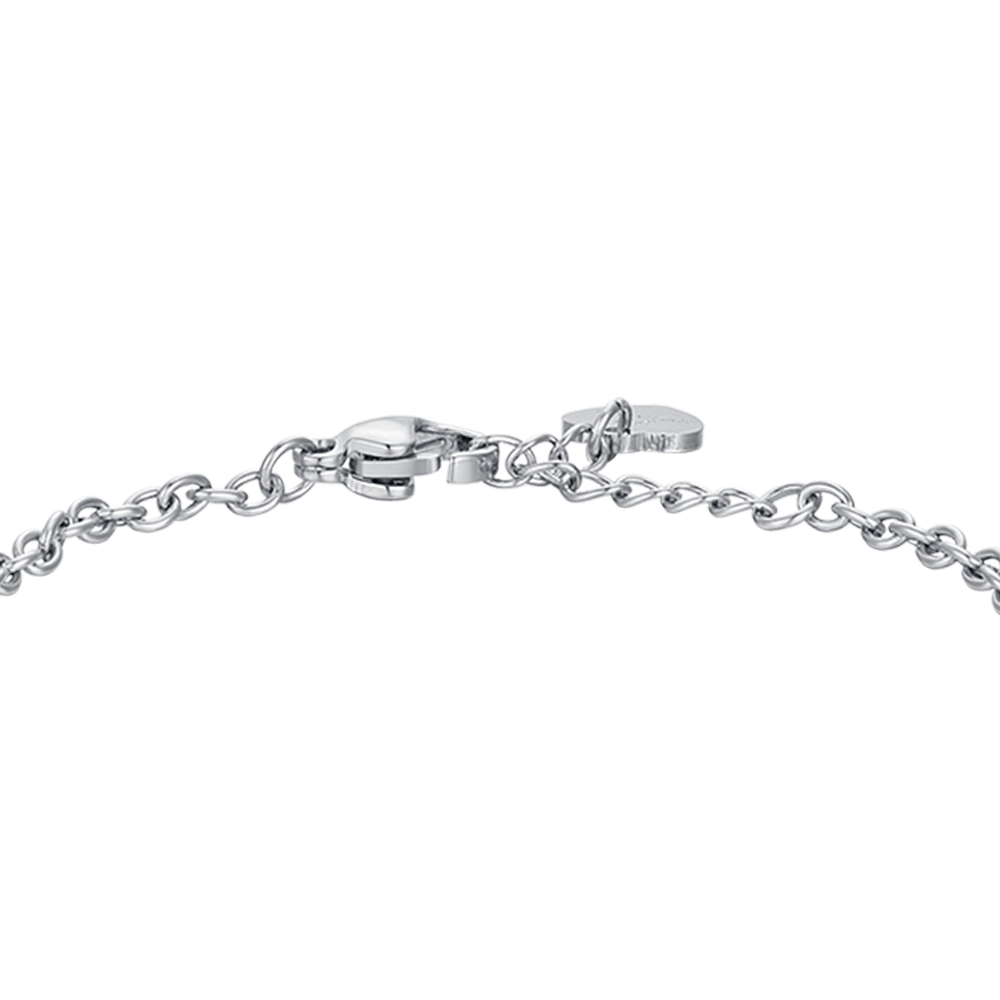 SCHMETTERLINGSARMBAND AUS STAHL MIT ROSA EMAILLE UND WEISSEM KRISTALL