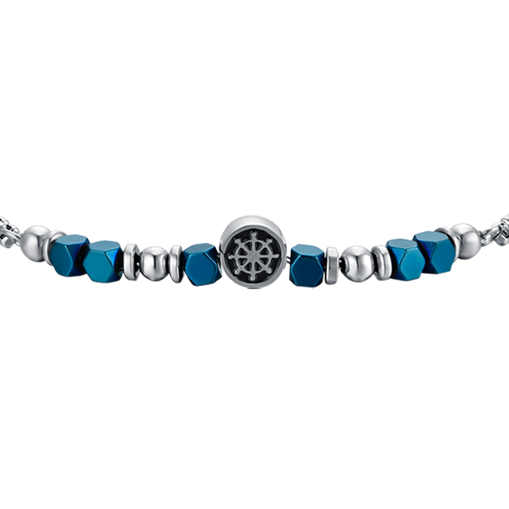 BRACCIALE BAMBINO IN ACCIAIO CON EMATITE BLU E TIMONE Luca Barra