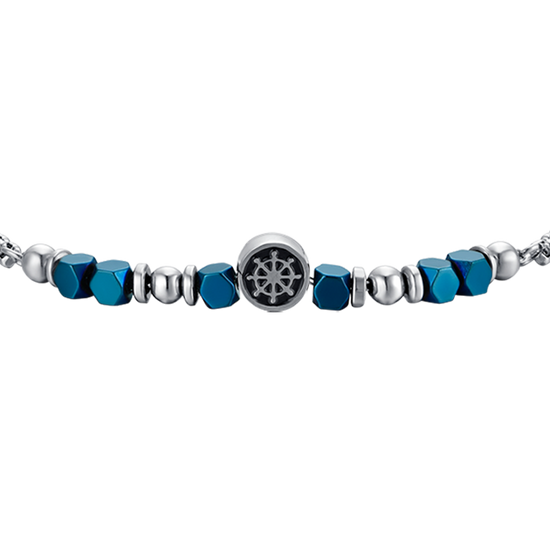 BRACCIALE BAMBINO IN ACCIAIO CON EMATITE BLU E TIMONE Luca Barra