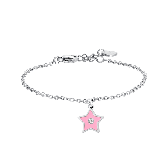 BRACCIALE BAMBINA IN ACCIAIO SMALTO ROSA Luca Barra