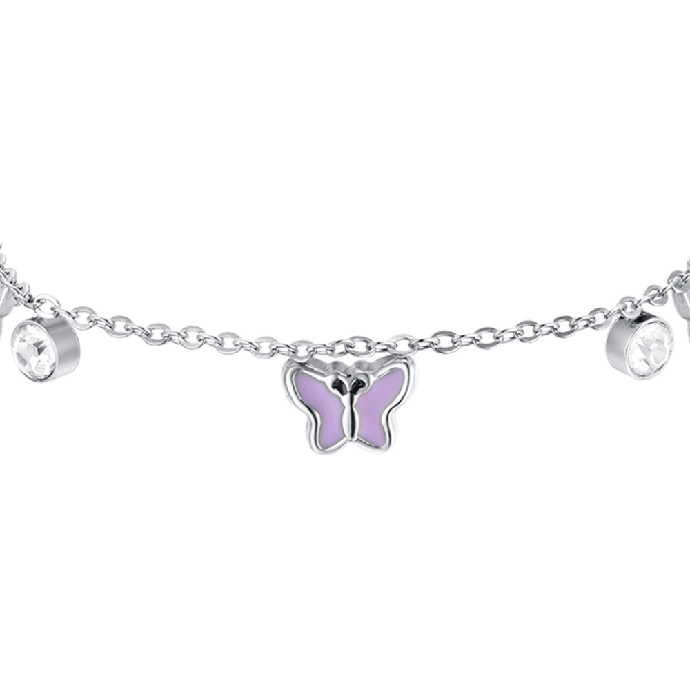 VIOLETT EMAILLIERTES MÄDCHENARMBAND AUS STAHL