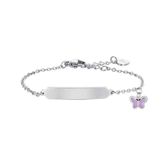 BRACCIALE BAMBINA IN ACCIAIO SMALTO VIOLA E PIASTRA Luca Barra