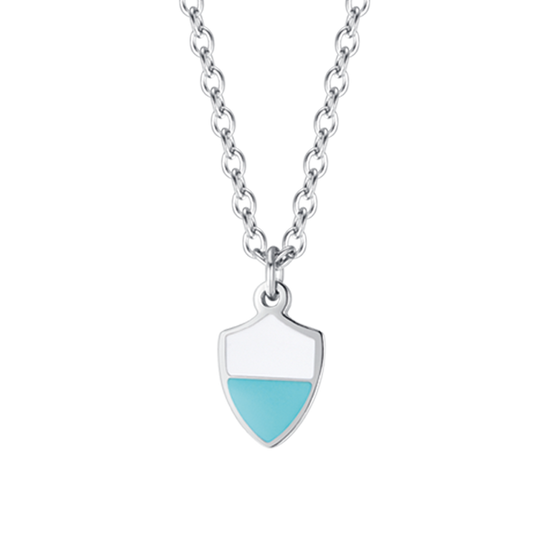 KINDERHALSKETTE AUS STAHL MIT WEISSER UND BLAUER EMAILLE