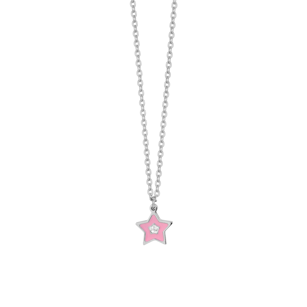 COLLANA BAMBINA IN ACCIAIO SMALTO ROSA Luca Barra