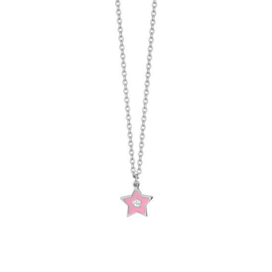 COLLANA BAMBINA IN ACCIAIO SMALTO ROSA Luca Barra