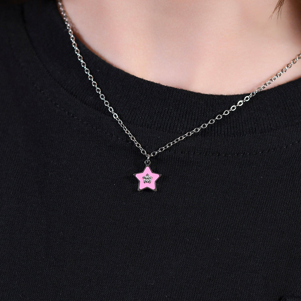 COLLANA BAMBINA IN ACCIAIO SMALTO ROSA Luca Barra